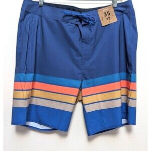 Patagonia Mens Boardshorts Sz 38 Hydropeak Swim Trunks Striped Blue